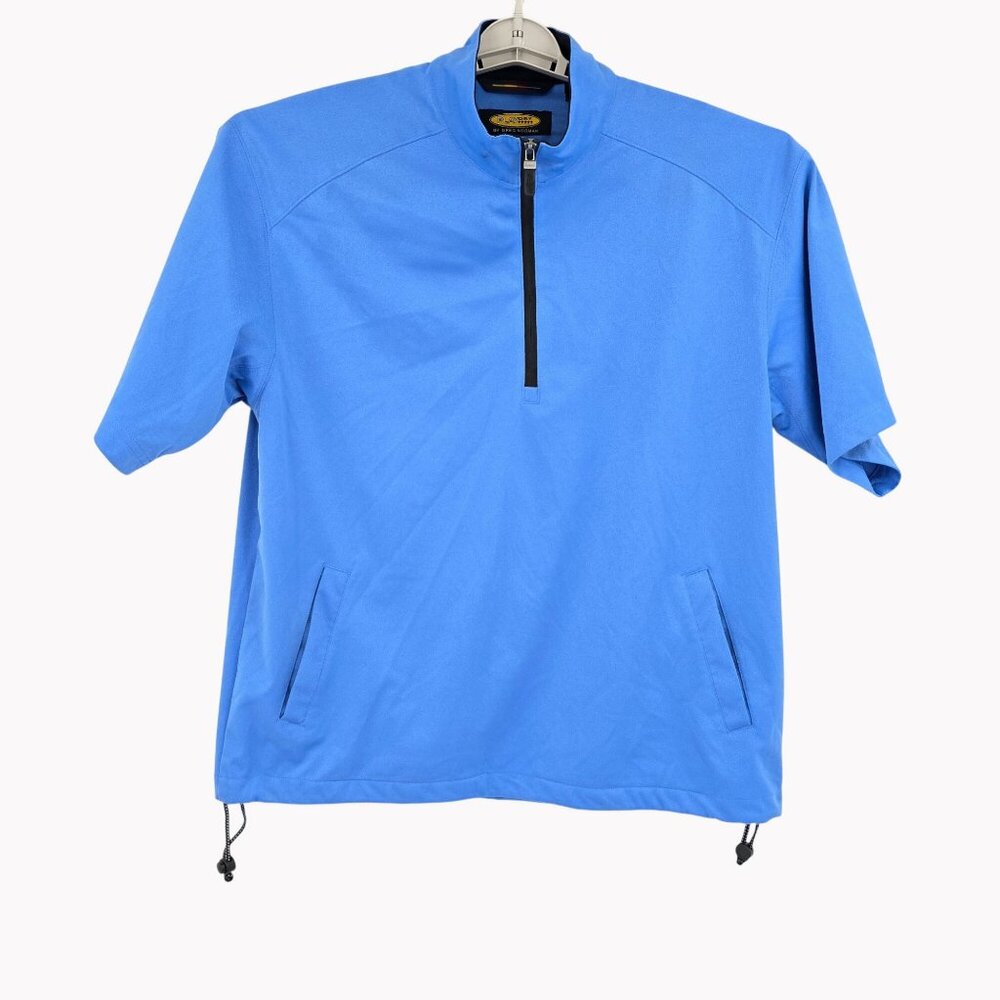 Greg Norman Mens M Play Dry Short Sleeve Windbreaker Blue Golf Pullover
